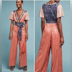 Anthropologie Akemi and Kin Sofia Metallic Jumpsuit
